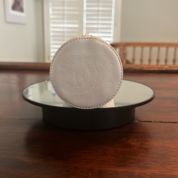 CHANEL Chocolate Bar COCO Mark Cylindrical Pouch Powder Blue - Picture 4 of 9